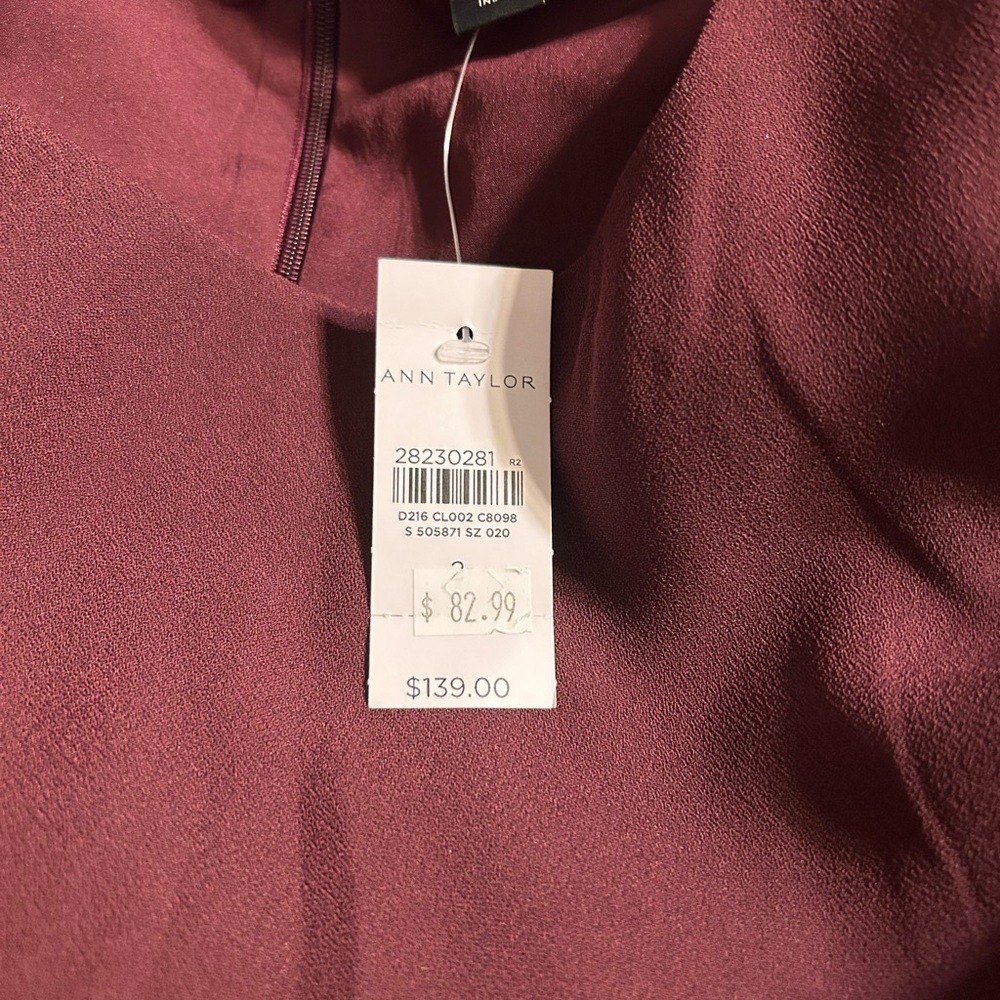 Ann Taylor Burgundy Dress 3/4 sleeves size 2 NWT - Picture 4 of 4